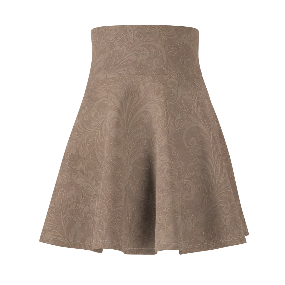 Espresso Yourself Couture Collection : Brown Paisley Skater Skirt — Vintage-Inspired AOP Flared Mini for Casual & Date Nights - Collection One - Style One