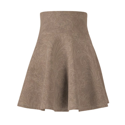 Espresso Yourself Couture Collection : Brown Paisley Skater Skirt — Vintage-Inspired AOP Flared Mini for Casual & Date Nights - Collection One - Style One