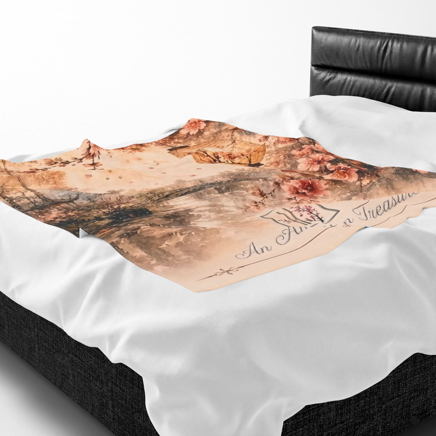 Bamboo & Blossom Velveteen Blanket - Cherry Blossom Lantern Scenic Throw (An American Treasure)