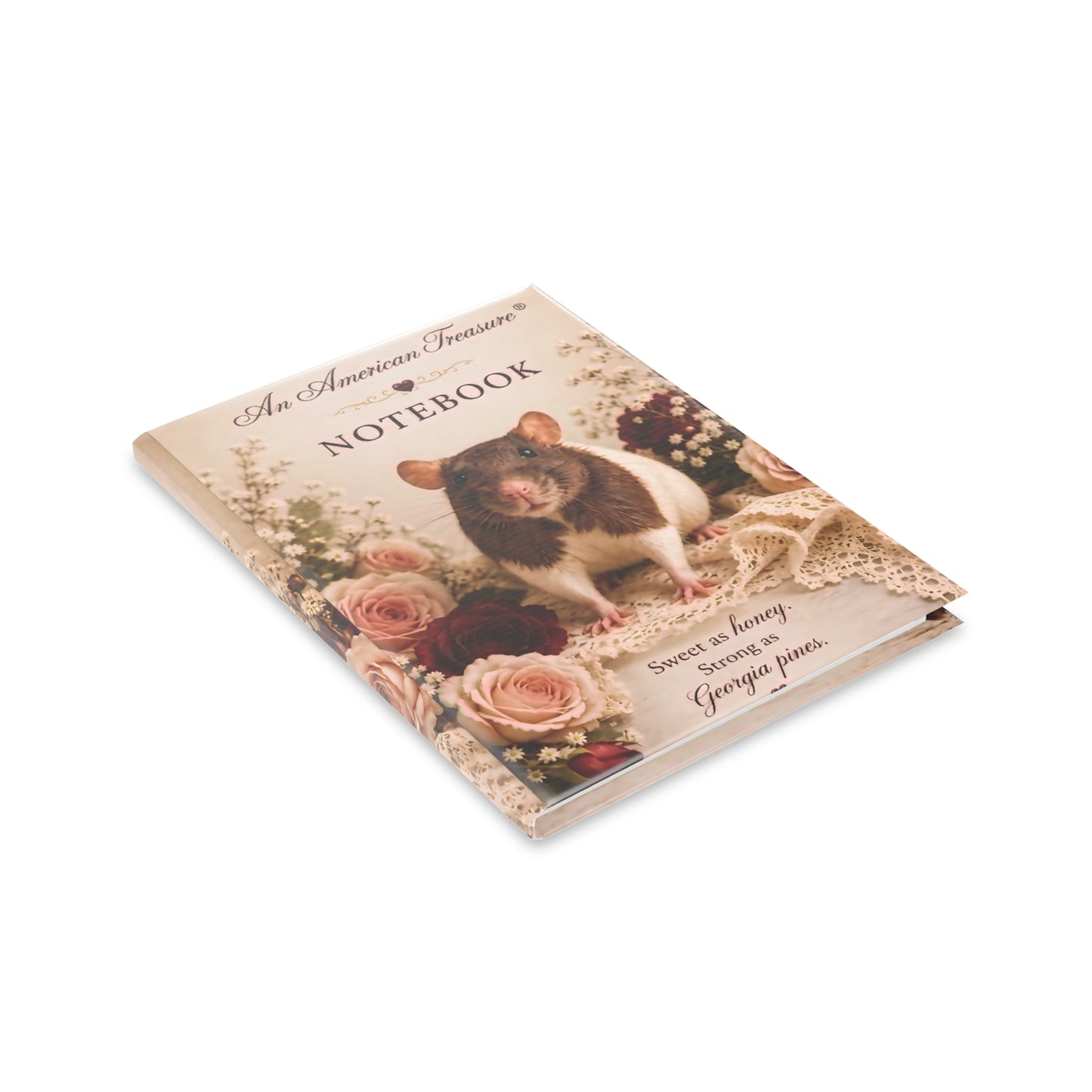 RattaCutie Couture Limited Edition Vintage Floral Rat Hardcover Notebook — "An American Treasure" Puff-Cover Journal