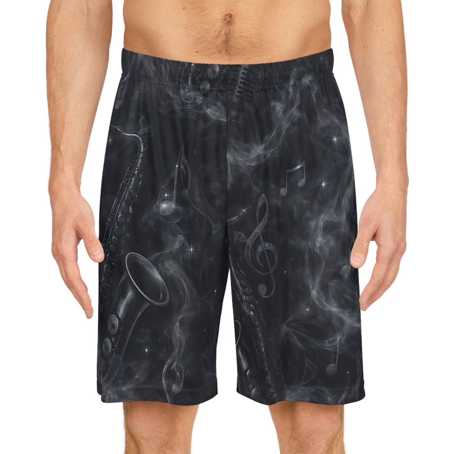 Midnight Metro Basketball Shorts — All-Over Print Athletic Shorts for Musicians