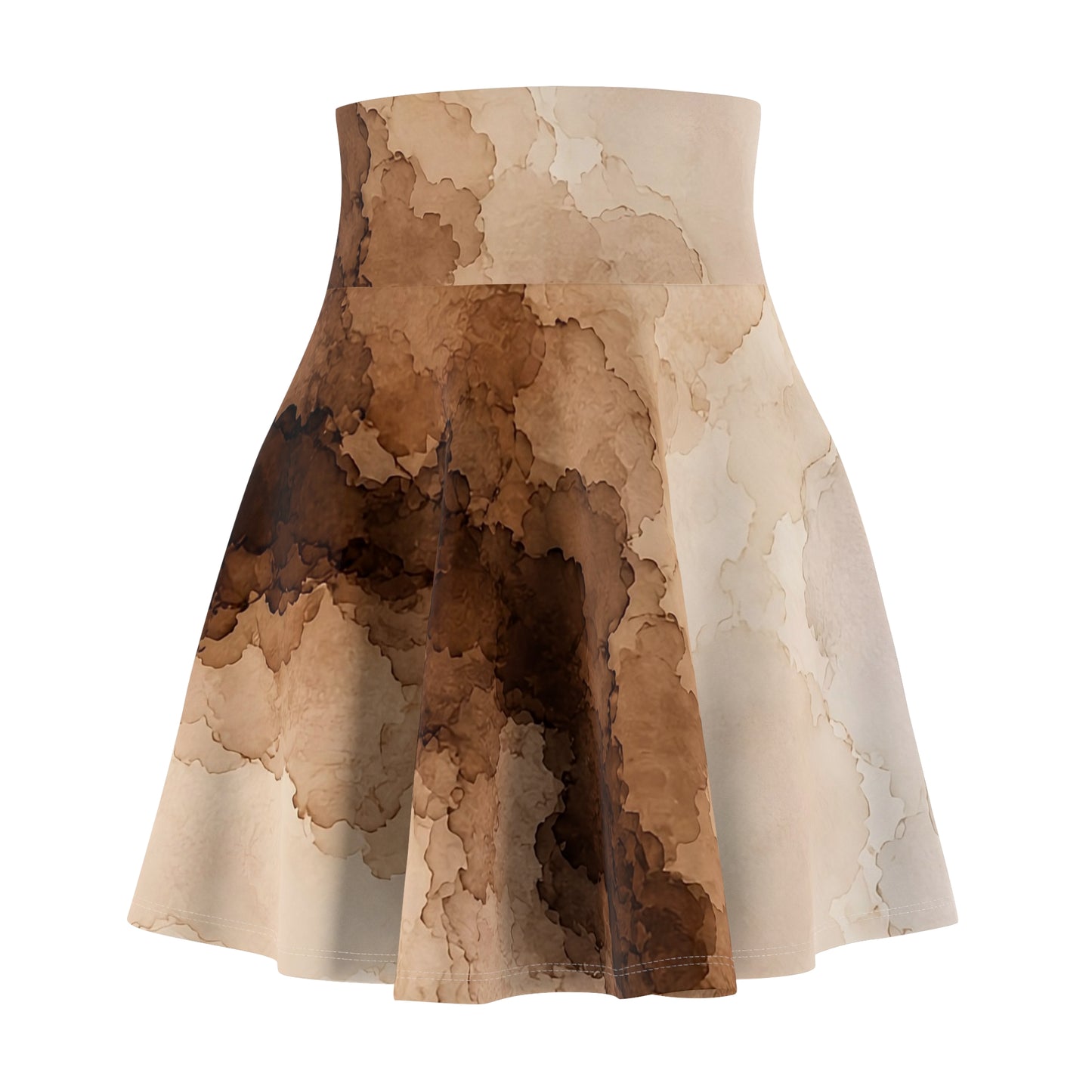 Espresso Yourself Couture Collection : Brown Watercolor Marble Skater Skirt - Collection One  - Style Two