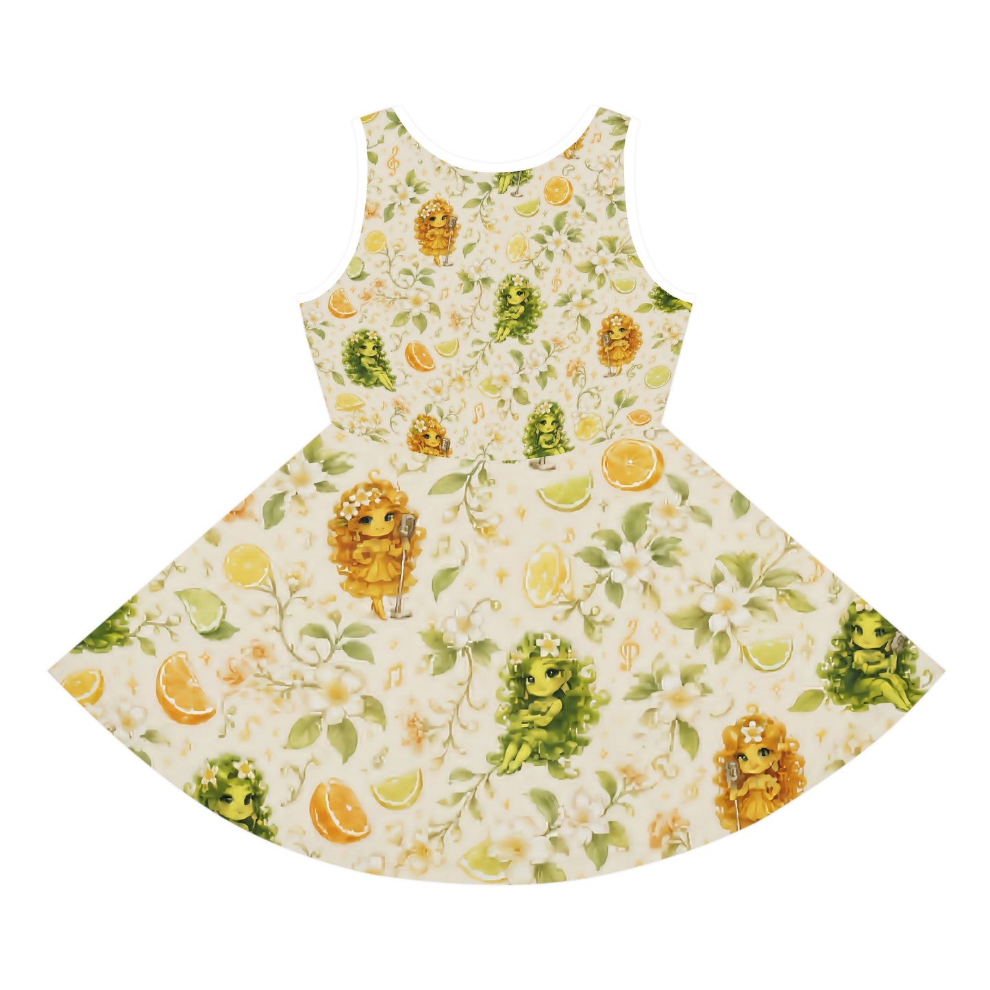 Citrine Sisters Girls' Sundress — Sleeveless Floral AOP Dress Limited Edition Series One Design One