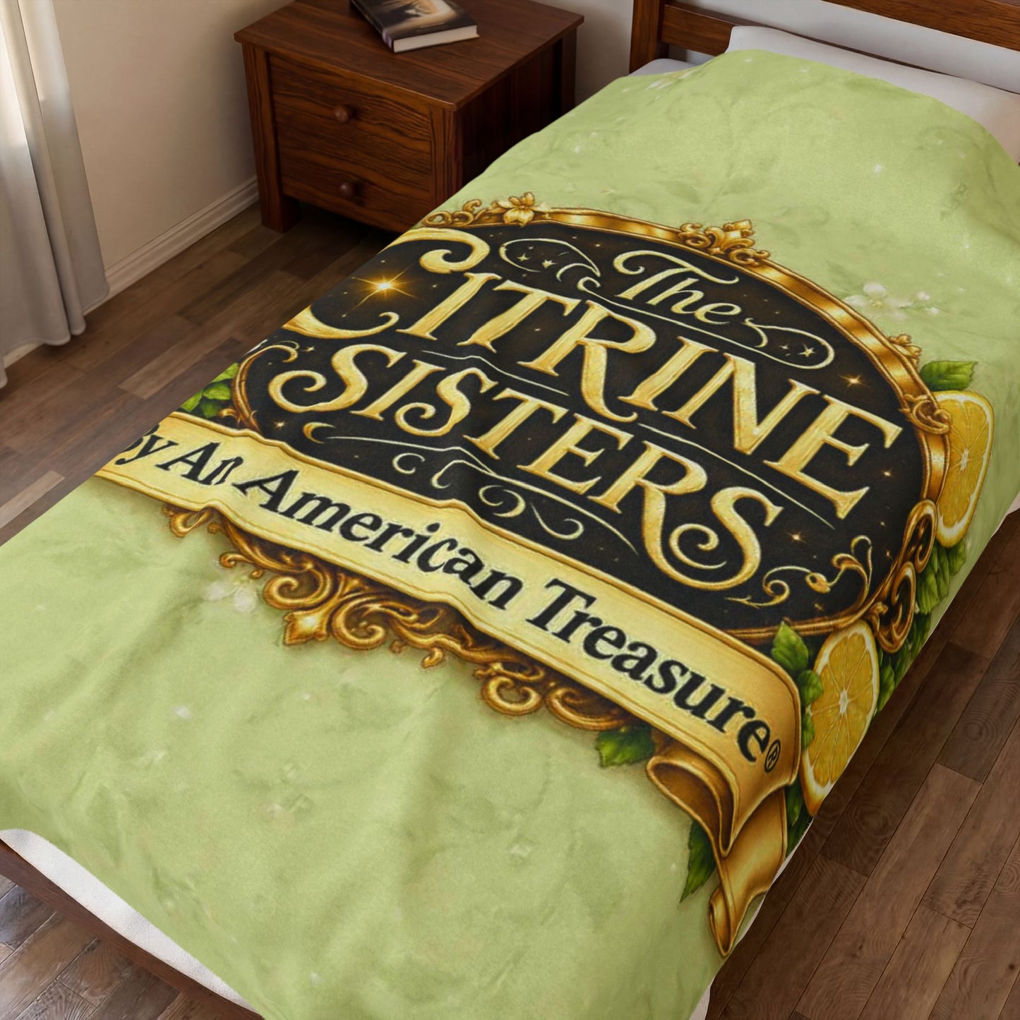 Citrine Sisters Velveteen Plush Blanket – Lemon Floral Logo Throw Limited Edition Design One Series One