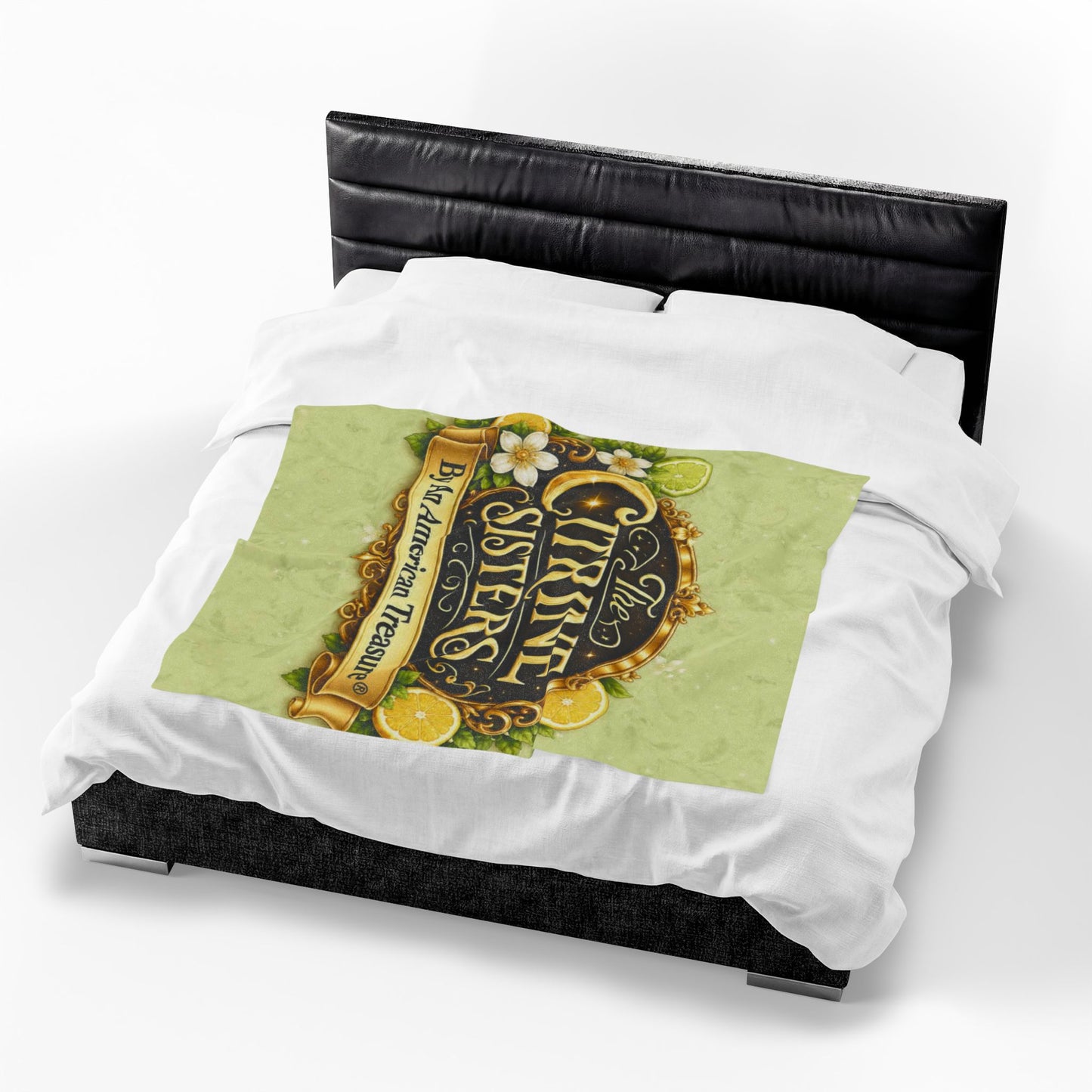 Citrine Sisters Velveteen Plush Blanket – Lemon Floral Logo Throw Limited Edition Design One Series One