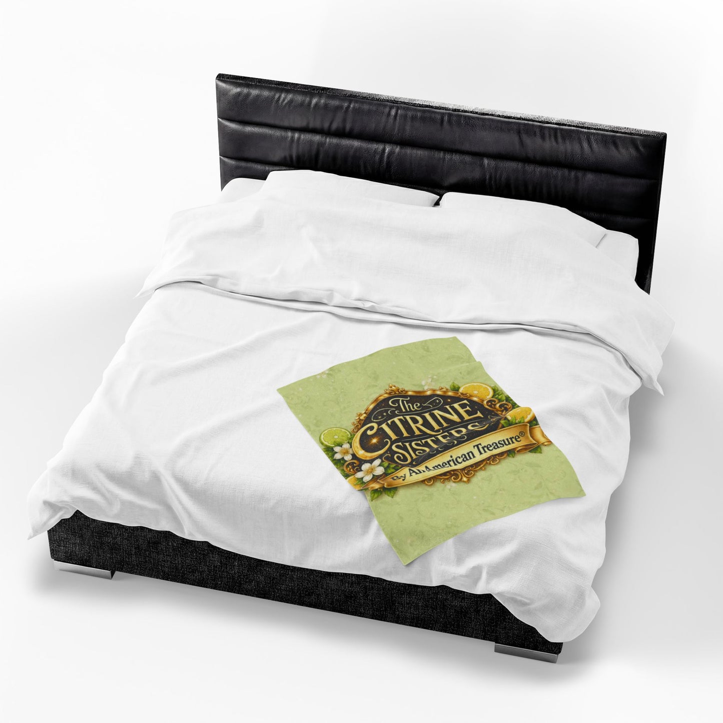 Citrine Sisters Velveteen Plush Blanket – Lemon Floral Logo Throw Limited Edition Design One Series One