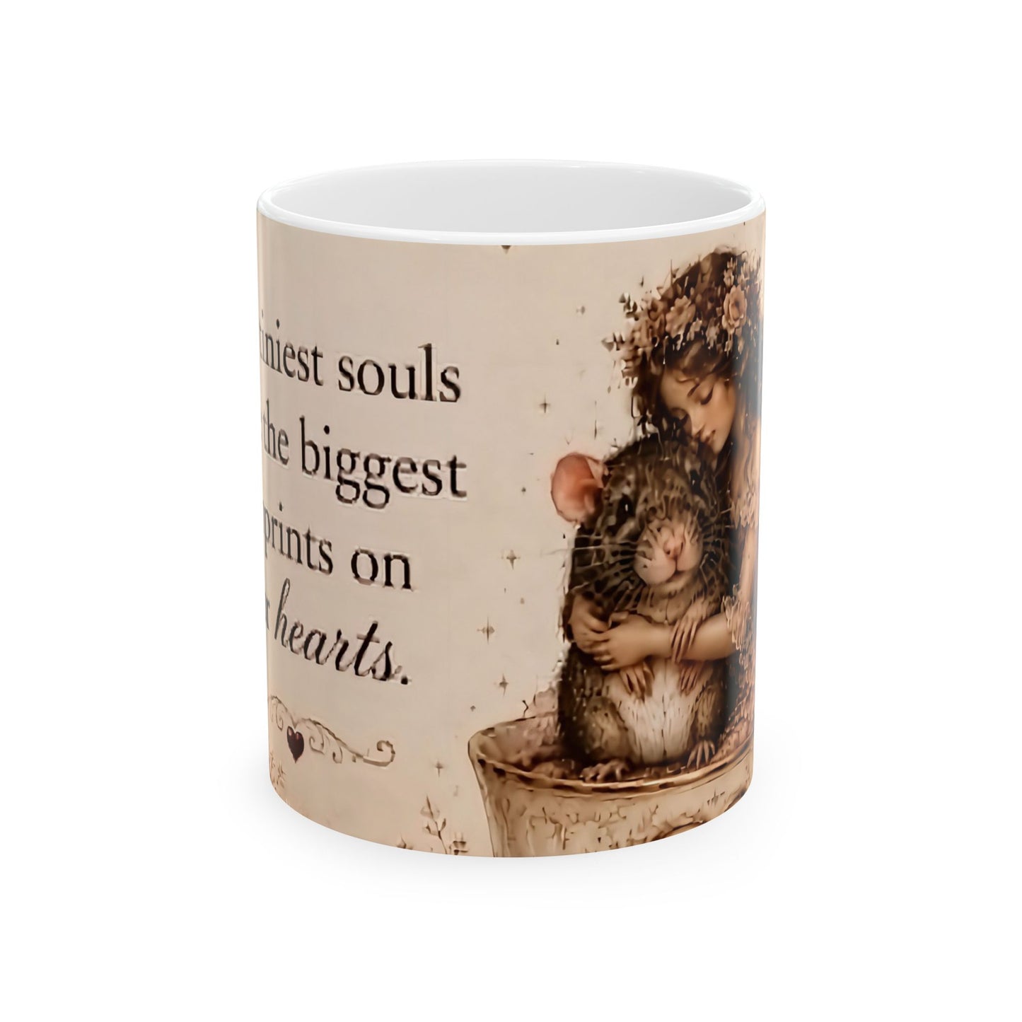 RattaCutie Couture Limited Edition Sentimental Girl & Mouse Ceramic Mug — "Kindest souls leave the biggest paw prints on our hearts"