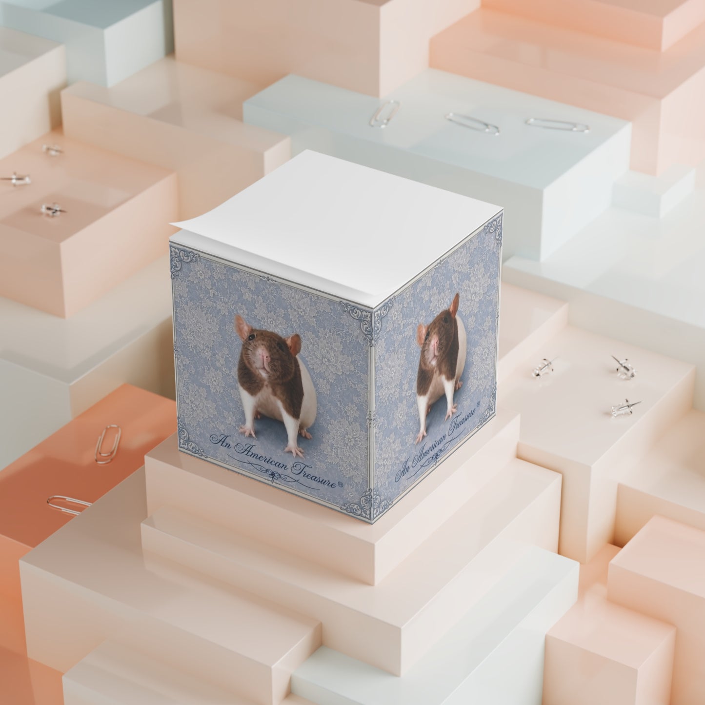 RattaCutie Couture Limited Edition Note Cube – "An American Treasure" Decorative Sticky Note Block