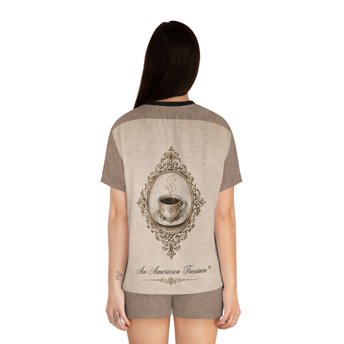 Espresso Yourself Couture Collection Women's Pajama Set — "Running on Espresso & Attitude" Coffee Lounge Shorts Set - Collection One - Style One