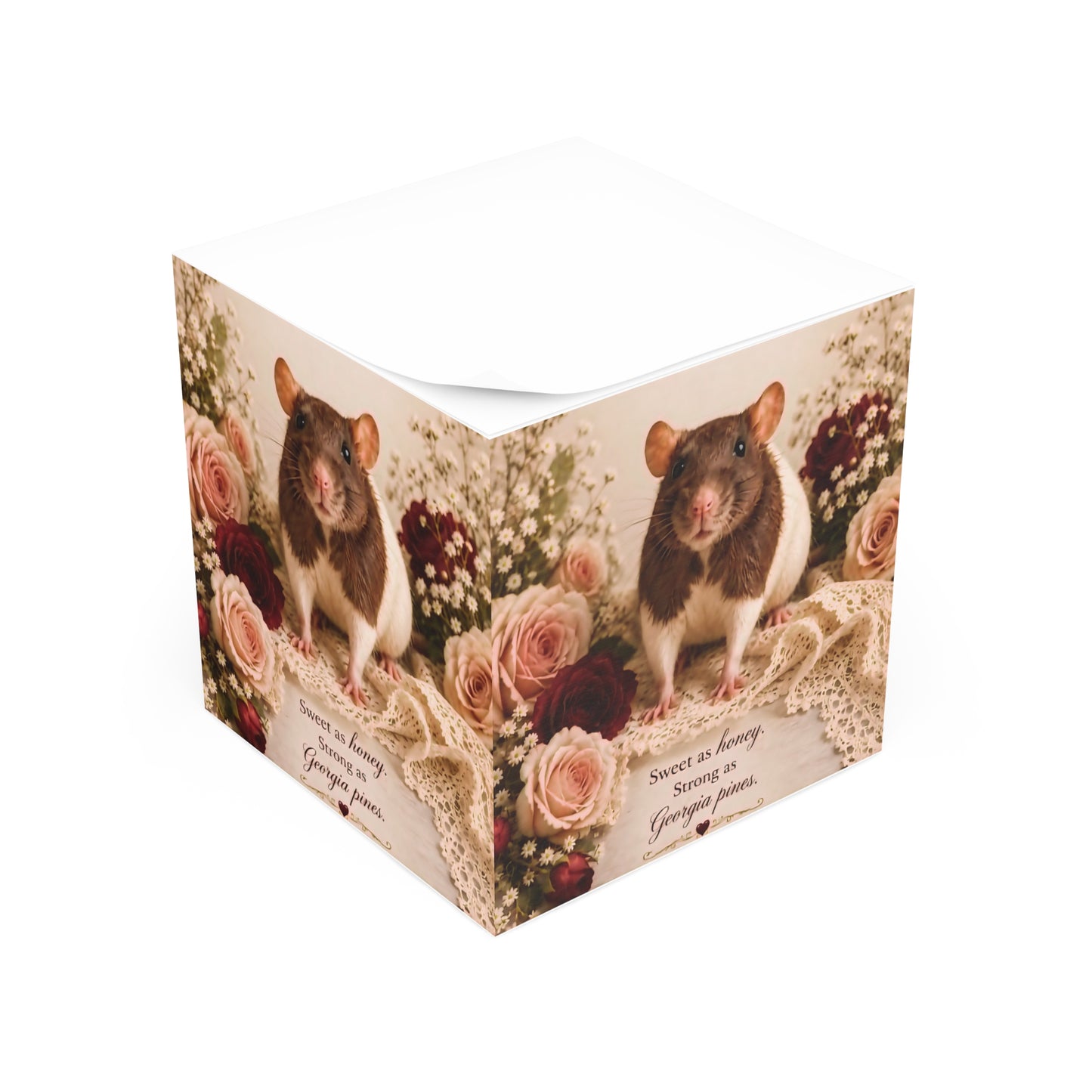 RattaCutie Couture Limited Edition Sweet as Honey Note Cube – Floral Desk Memo Block