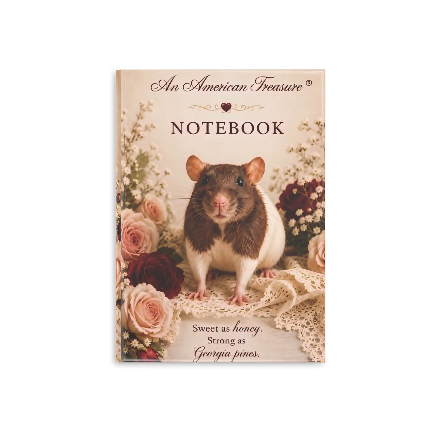 RattaCutie Couture Limited Edition Vintage Floral Rat Hardcover Notebook — "An American Treasure" Puff-Cover Journal