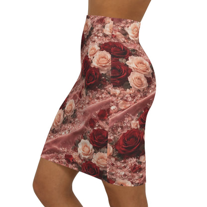 The Velvet Rose Pencil Skirt — Women's Mid‑Waist Dress-Up Casual Skirt