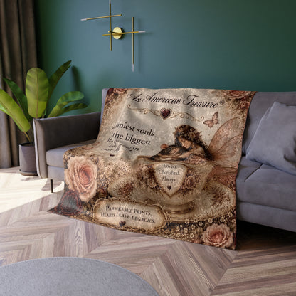 RattaCutie Couture Limited Edition Crushed Velvet Blanket - 'An American Treasure' Angel & Heart Design