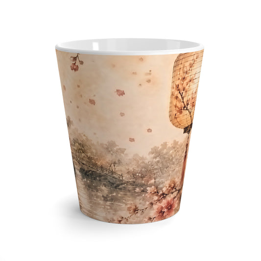 Bamboo & Blossom Vintage Floral Landscape Latte Mug — Rustic Pastel Cottagecore Coffee Cup