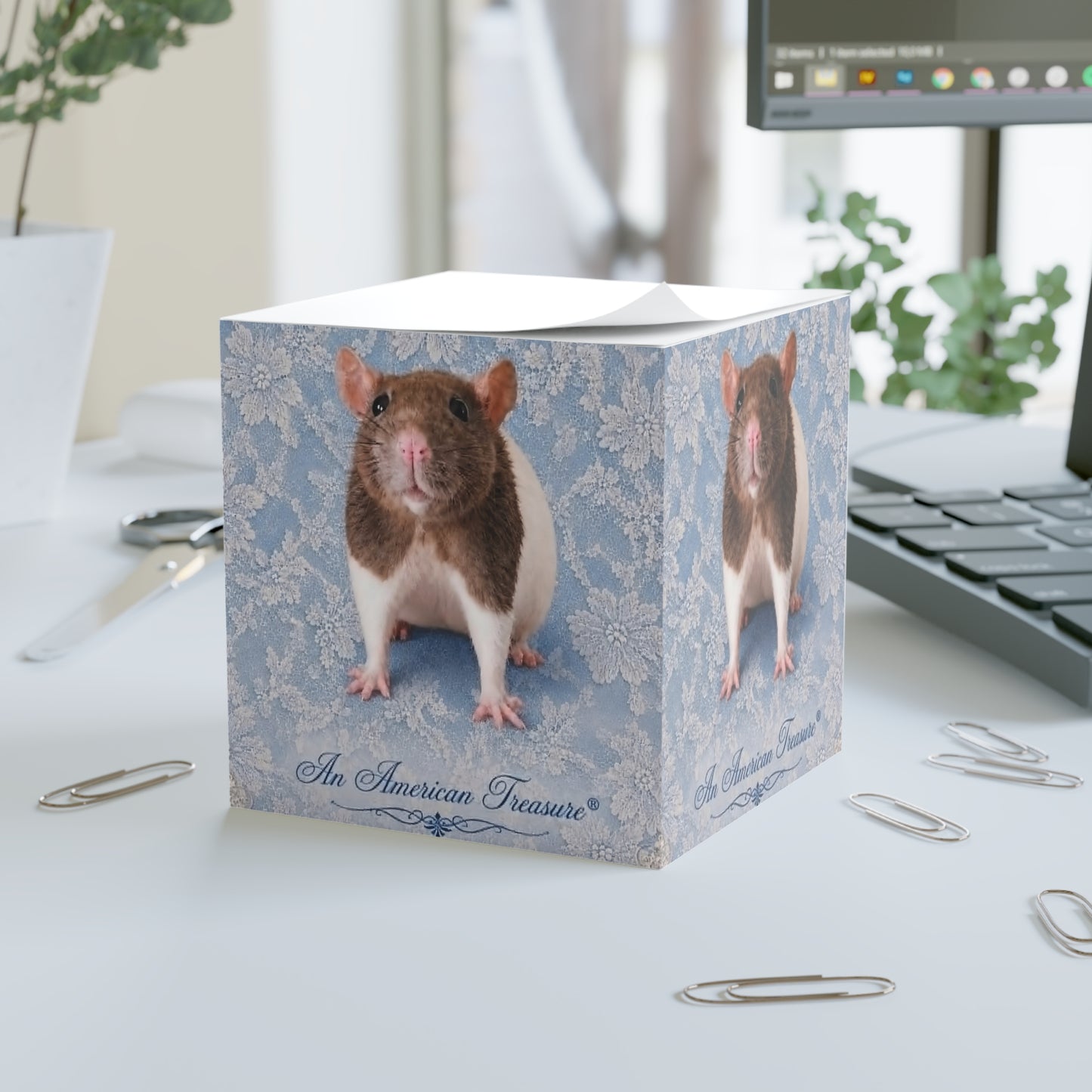 RattaCutie Couture Limited Edition Note Cube - 'An American Treasure' Decorative Sticky Memo Block