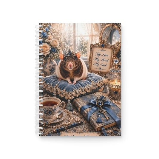 RattaCutie Couture Spiral Notebook — Vintage Cottagecore Rat & Teacup Journal