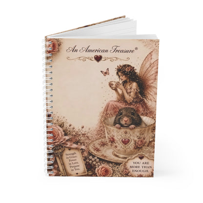 RattaCutie Couture Limited Edition Spiral Notebook — Vintage Fairy Tea Cup Journal with 'An American Treasure' Design
