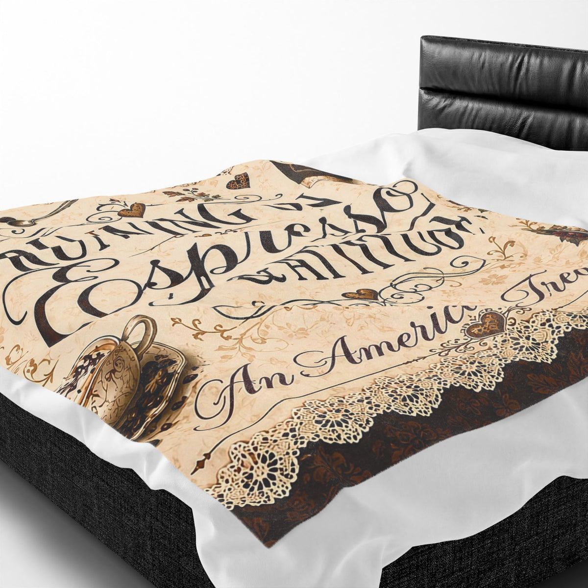 Espresso Yourself Couture Collection Velveteen Plush Blanket - "Running on Espresso & Attitude" Coffee Lover Throw - Collection One  - Style One