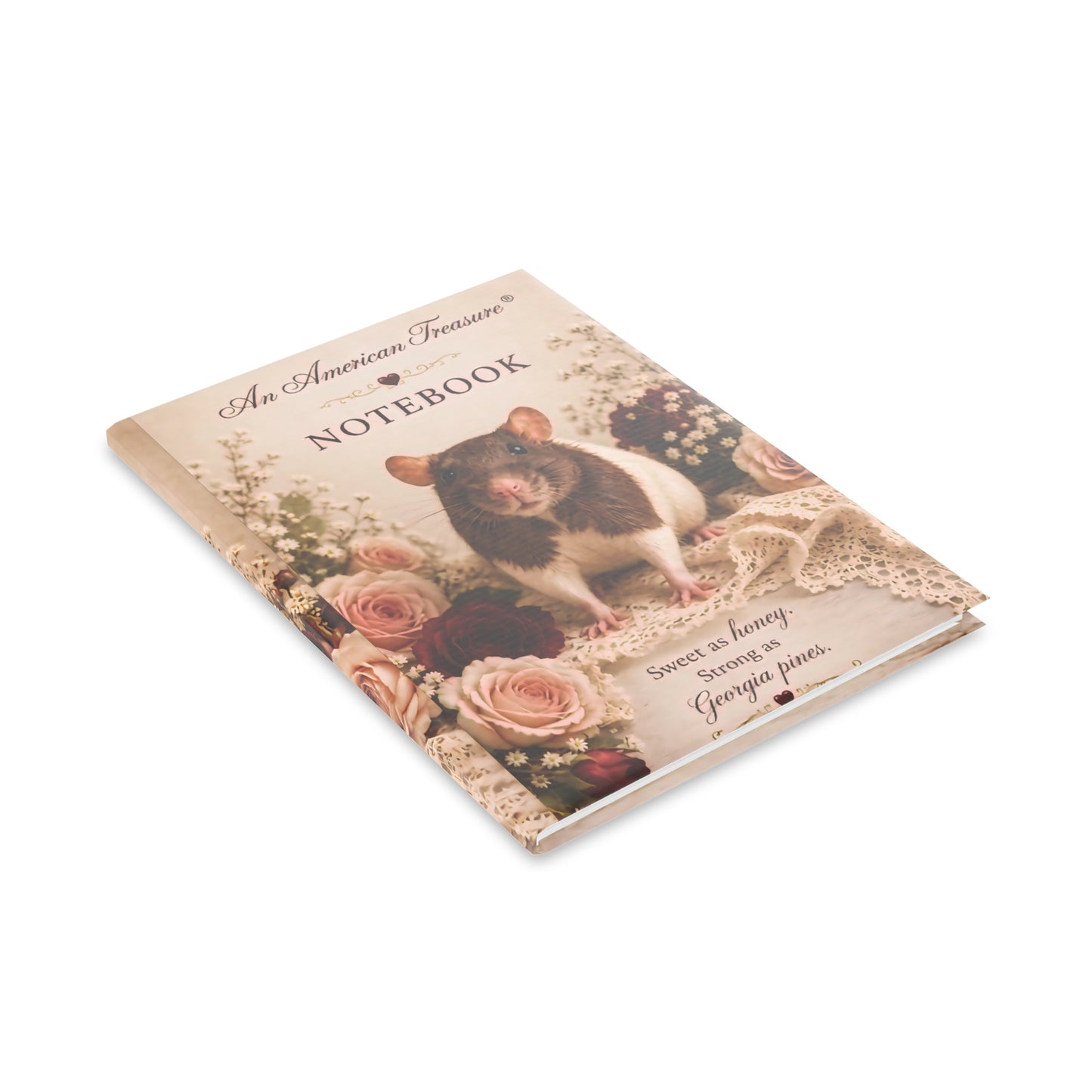 RattaCutie Couture Limited Edition Vintage Floral Rat Hardcover Notebook — "An American Treasure" Puff-Cover Journal