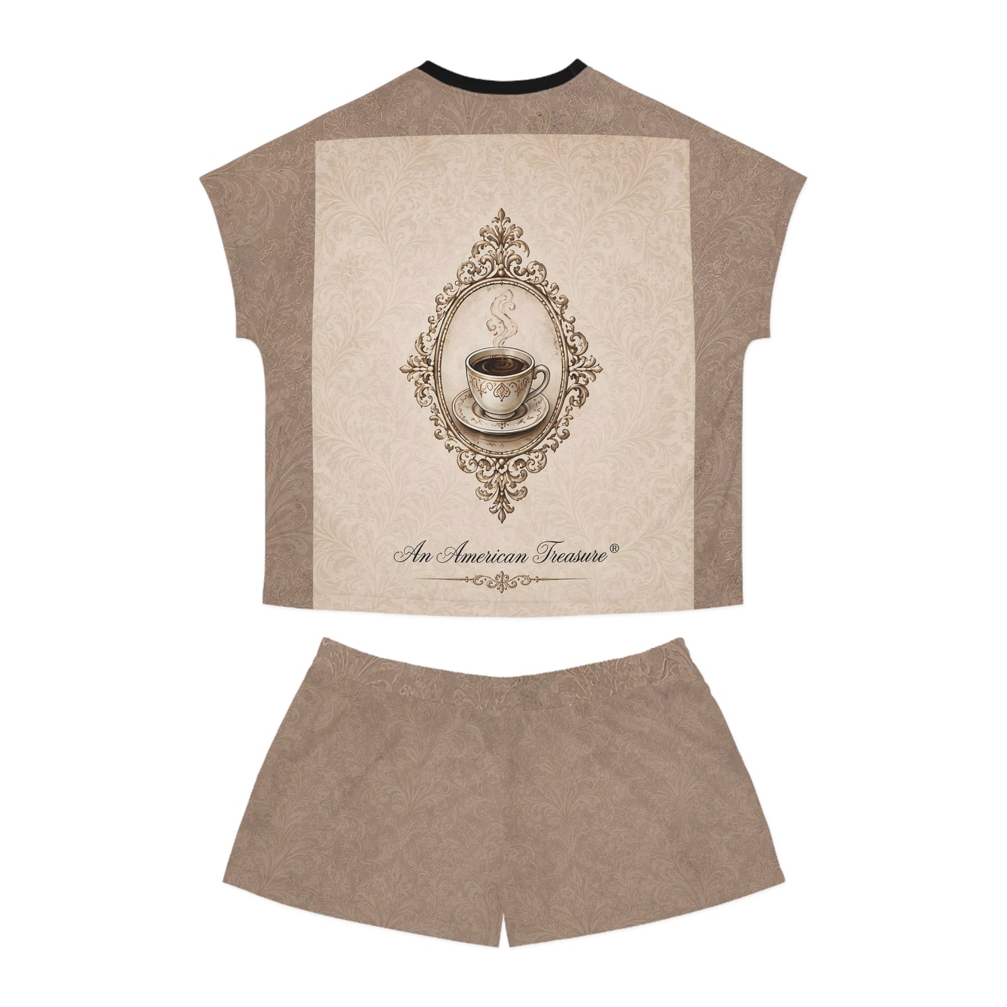 Espresso Yourself Couture Collection Women's Pajama Set — "Running on Espresso & Attitude" Coffee Lounge Shorts Set - Collection One - Style One