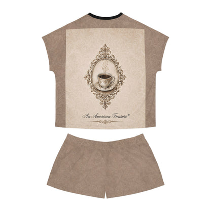 Espresso Yourself Couture Collection Women's Pajama Set — "Running on Espresso & Attitude" Coffee Lounge Shorts Set - Collection One - Style One