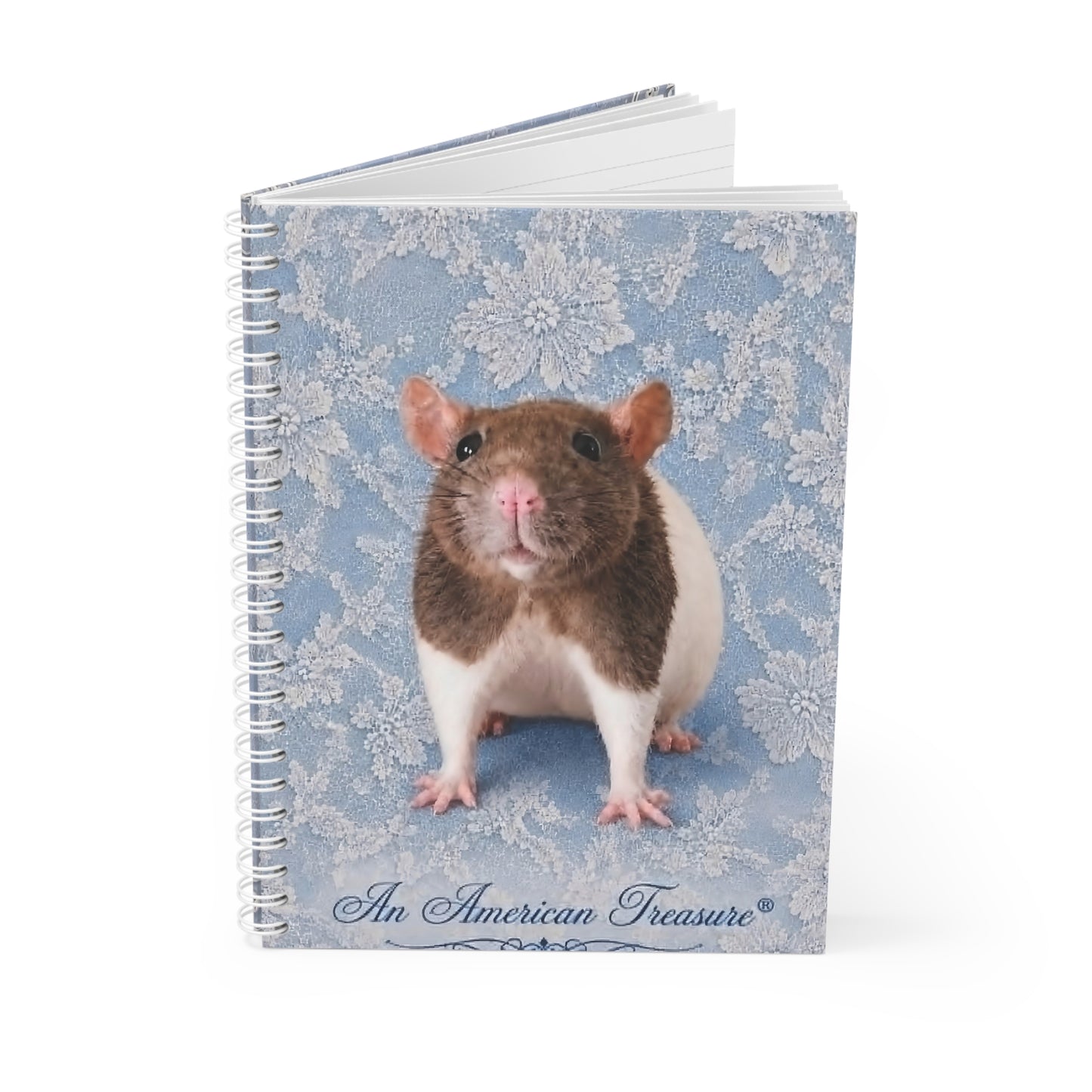 RattaCutie Limited Edition Spiral Notebook – "An American Treasure" Blue Lace Cover