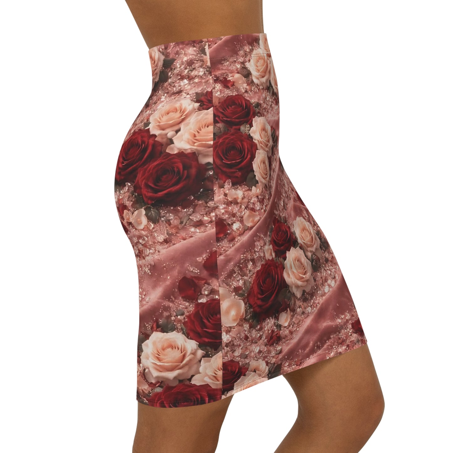 The Velvet Rose Pencil Skirt — Women's Mid‑Waist Dress-Up Casual Skirt
