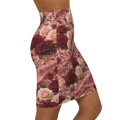 The Velvet Rose Pencil Skirt — Women's Mid‑Waist Dress-Up Casual Skirt