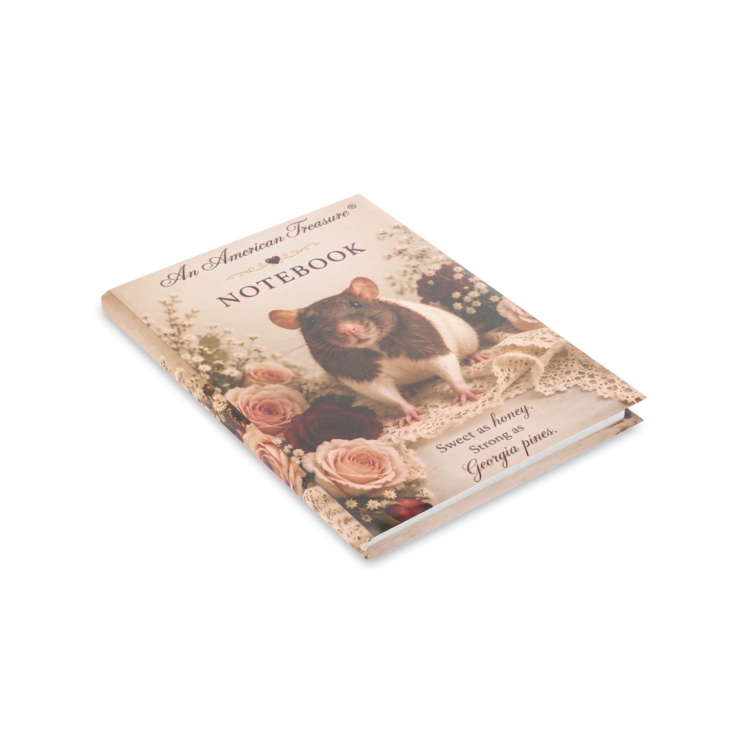 RattaCutie Couture Limited Edition Vintage Floral Rat Hardcover Notebook — "An American Treasure" Puff-Cover Journal