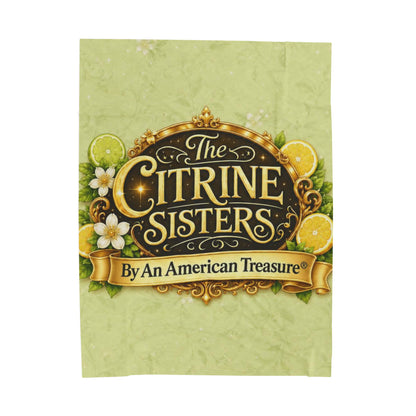 Citrine Sisters Velveteen Plush Blanket – Lemon Floral Logo Throw Limited Edition Design One Series One