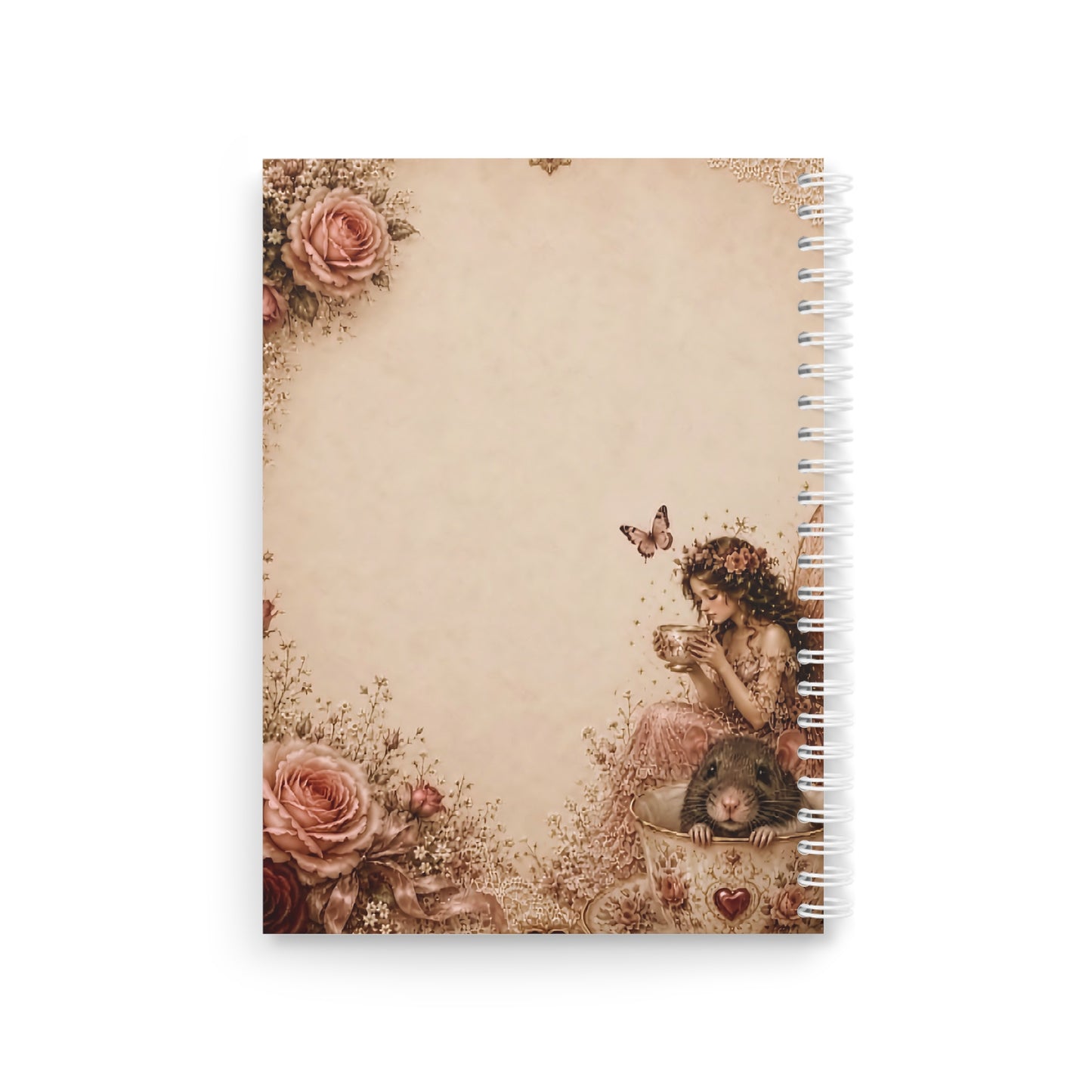 RattaCutie Couture Limited Edition Spiral Notebook — Vintage Fairy Tea Cup Journal with 'An American Treasure' Design