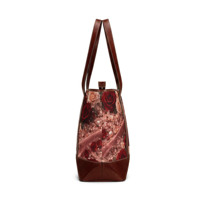 Velvet Rose Tote Handbag — Floral Velvet Patterned Shoulder Bag