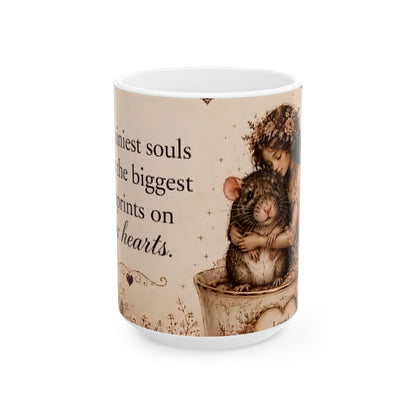 RattaCutie Couture Limited Edition Sentimental Girl & Mouse Ceramic Mug — "Kindest souls leave the biggest paw prints on our hearts"