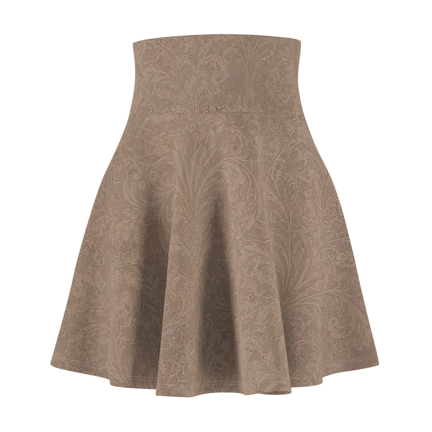 Espresso Yourself Couture Collection : Brown Paisley Skater Skirt — Vintage-Inspired AOP Flared Mini for Casual & Date Nights - Collection One - Style One
