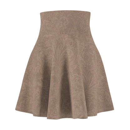 Espresso Yourself Couture Collection : Brown Paisley Skater Skirt — Vintage-Inspired AOP Flared Mini for Casual & Date Nights - Collection One - Style One