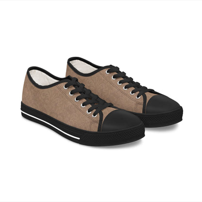 Espresso Yourself Couture Collection : Women's Low Top Sneakers — Classic Casual Canvas Trainers in Neutral Taupe - Collection One  - Style One