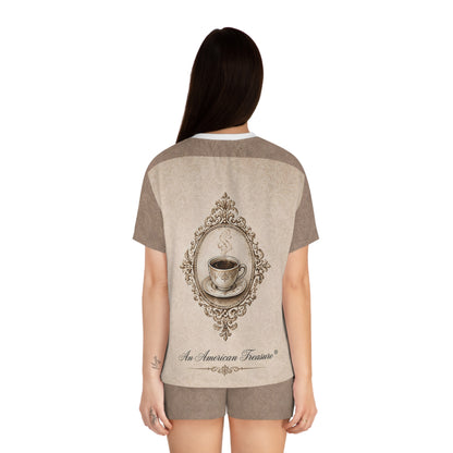 Espresso Yourself Couture Collection Women's Pajama Set — "Running on Espresso & Attitude" Coffee Lounge Shorts Set - Collection One - Style One