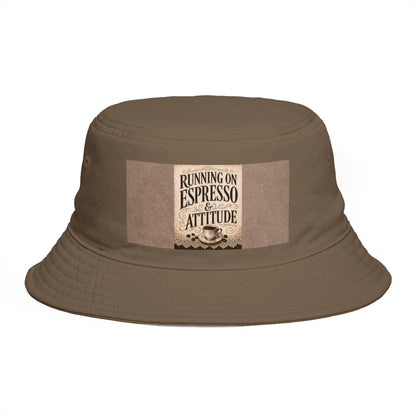 Espresso Yourself Couture Collection : Running on Espresso Attitude Bucket Hat — Coffee Lover Patch Bucket Hat - Collection One - Style One