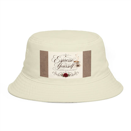 Express Yourself Couture Collection Coffee Patch Bucket Hat — Vintage Café Vibe, Casual Sun Hat for Coffee Lovers - Collection One - Style One