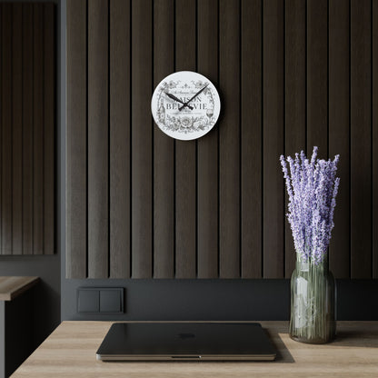 Acrylic Wall Clock — Maison Bellevie Vintage Floral Wine Kitchen Clock