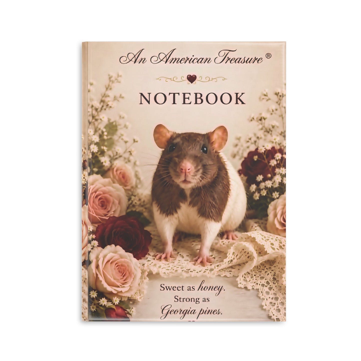 RattaCutie Couture Limited Edition Vintage Floral Rat Hardcover Notebook — "An American Treasure" Puff-Cover Journal