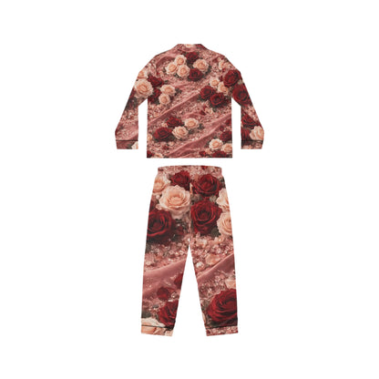 The Velvet Rose Satin Pajamas Set — Rose Bouquet All-Over Print