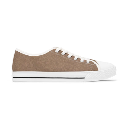 Espresso Yourself Couture Collection : Women's Low Top Sneakers — Classic Casual Canvas Trainers in Neutral Taupe - Collection One  - Style One