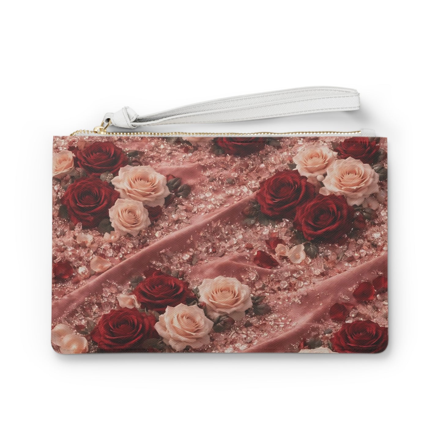 Velvet Rose  Clutch Bag — Romantic Floral Wristlet for Weddings & Date Nights