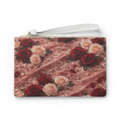 Velvet Rose  Clutch Bag — Romantic Floral Wristlet for Weddings & Date Nights