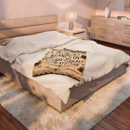 Espresso Yourself Couture Collection Velveteen Plush Blanket - "Running on Espresso & Attitude" Coffee Lover Throw - Collection One  - Style One
