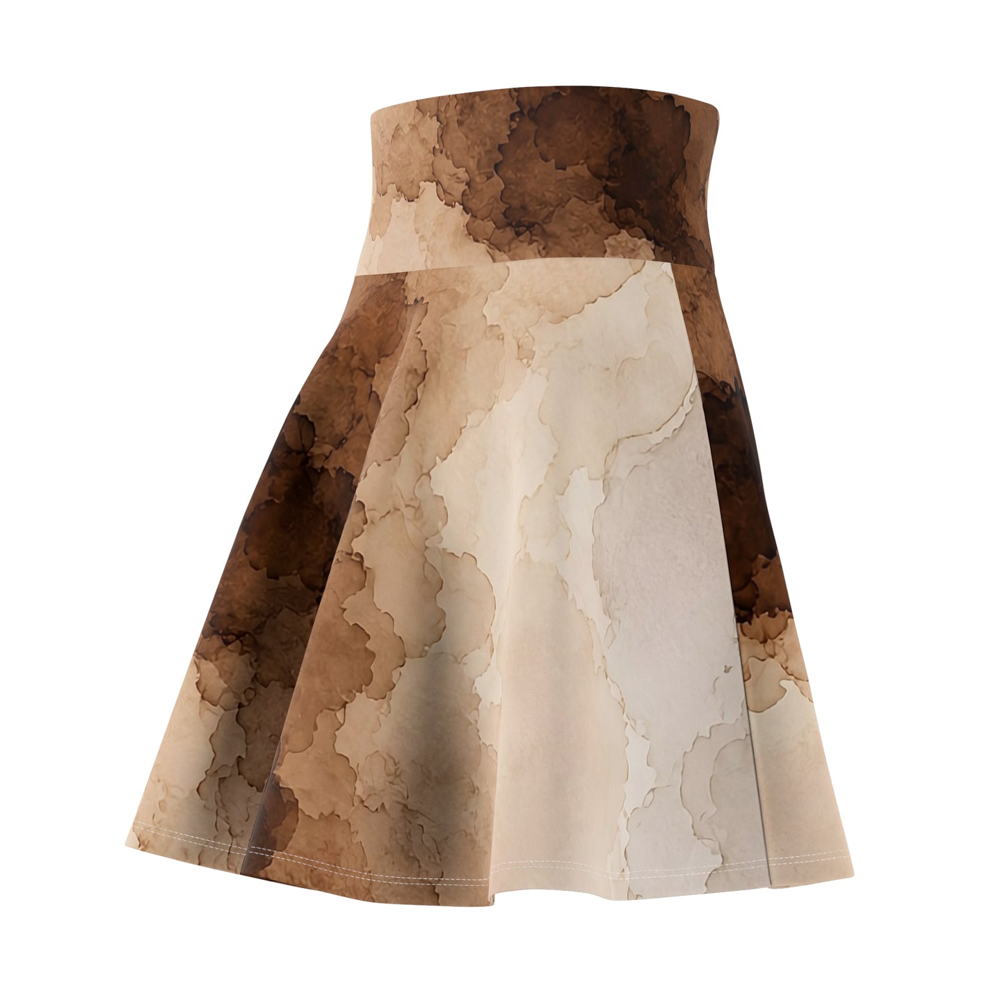 Espresso Yourself Couture Collection : Brown Watercolor Marble Skater Skirt - Collection One  - Style Two
