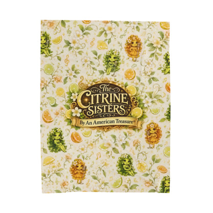 The Citrine Sisters Velveteen Plush Blanket — The Citrine Sisters Floral Citrus Logo Throw Limited Edition Series One Design One