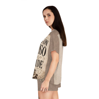 Espresso Yourself Couture Collection Women's Pajama Set — "Running on Espresso & Attitude" Coffee Lounge Shorts Set - Collection One - Style One