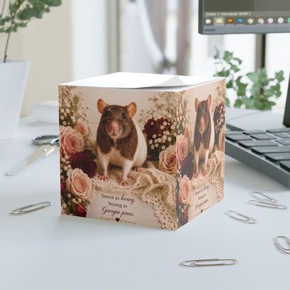 RattaCutie Couture Limited Edition Sweet as Honey Note Cube – Floral Desk Memo Block
